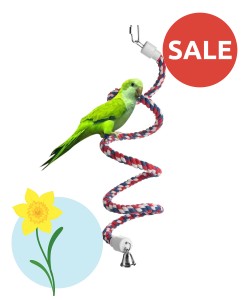 Parrot-Supplies Boing Cotton Spiral Bouncing Perch With Bell Toy